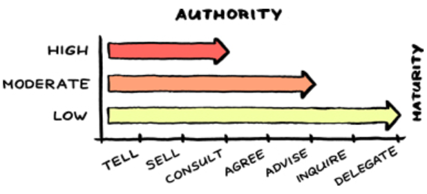 Delegation maturity and authority levels. How to Empower Teams: Management 3.0, by Jurgen Appelo